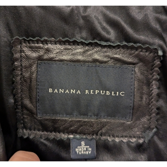 Banana Republic Vintage Black 100% Leather Jacket Size Small - Picture 2 of 9